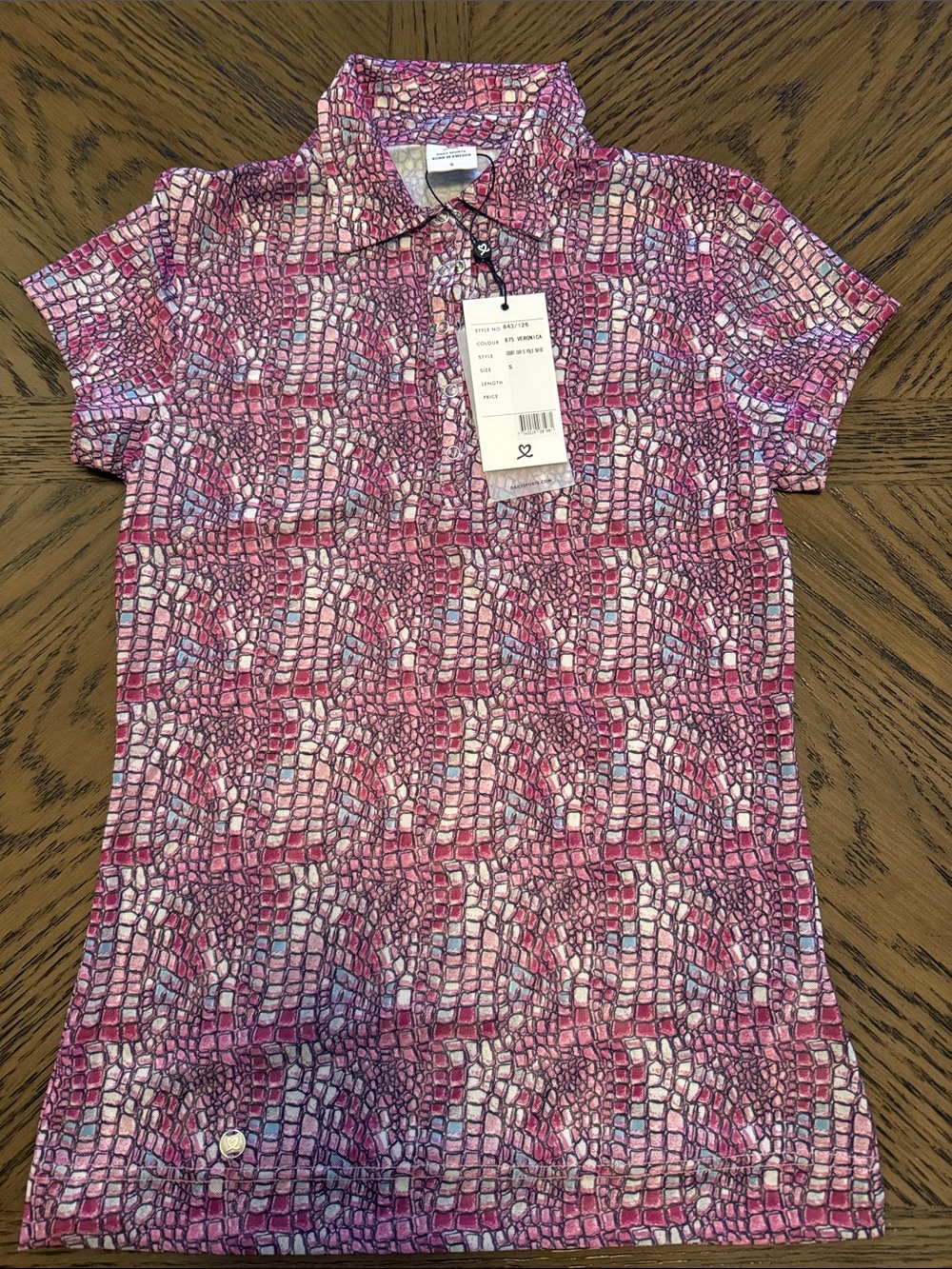 Daily Sports Short Sleeve Mesh Polo in Pink Mosaic -